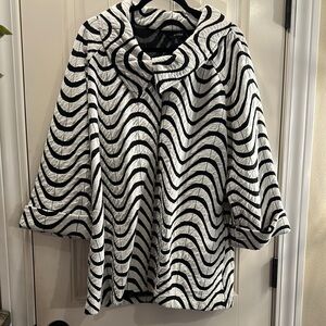 Ali Miles Black and White Cowl Neck Sweater